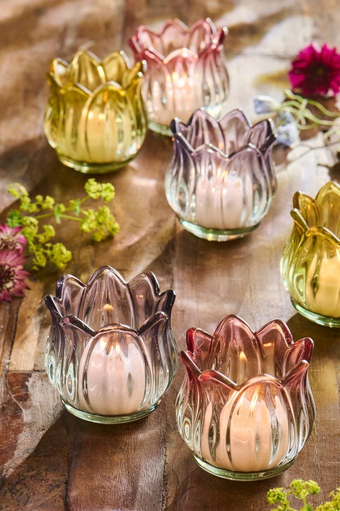 Portavelas de cristal de colores