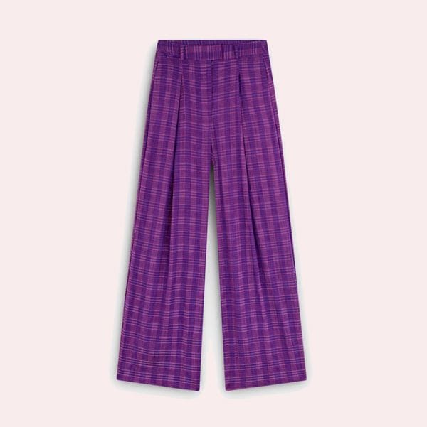 Scalpers Pantalones rectos de mujer con cremallera de cuadros