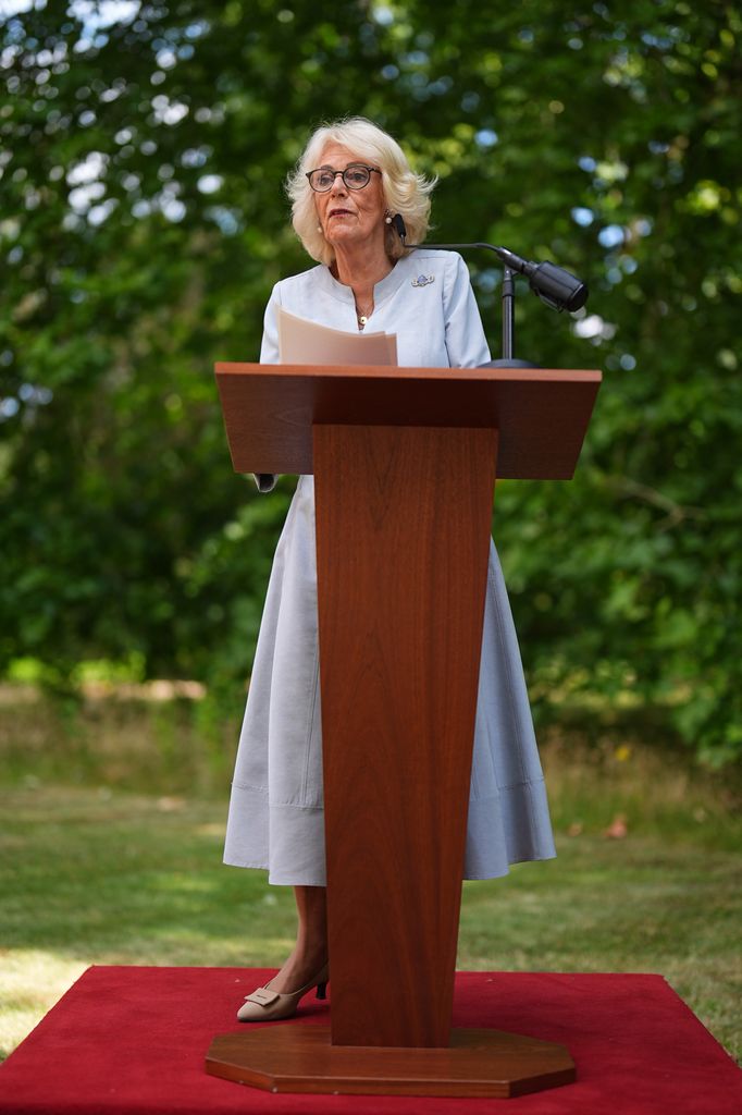 La mujer del rey Carlos III durante su discurso 