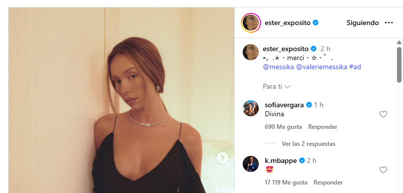 La reacción de Kylian Mbappé a la publicación de Ester Expósito