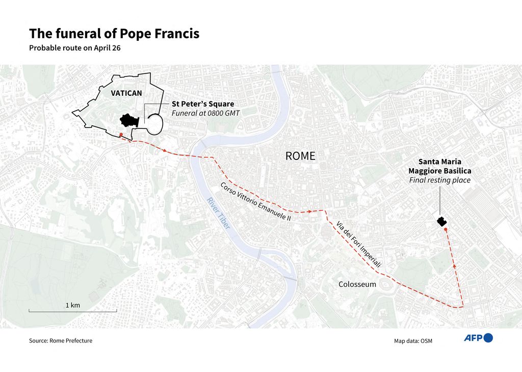 Infografía del recorrido que hará el cortejo fúnebre          