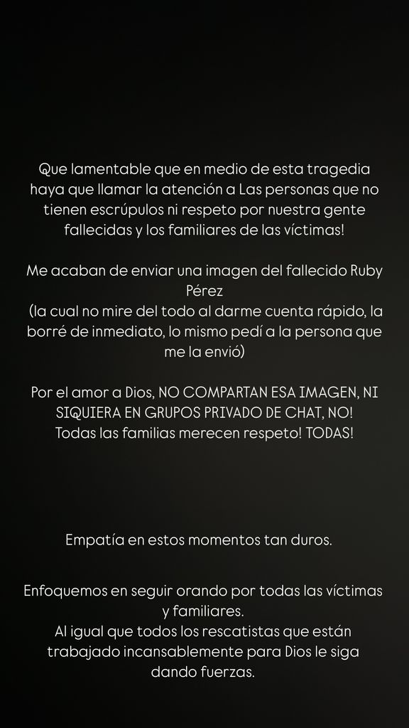 Este fue el mensaje que Clarissa Molina compartió en sus redes sociales.
