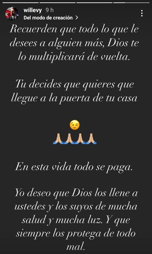 William Levy y su post