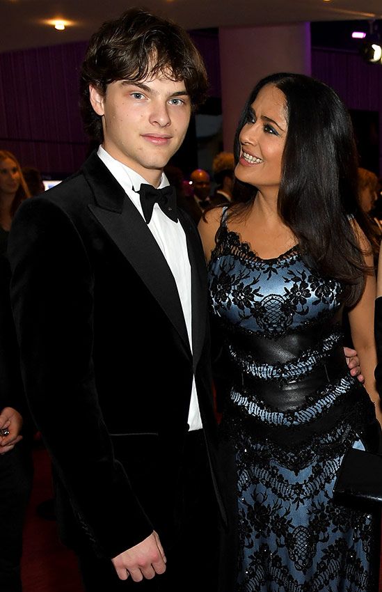 Salma Hayek con el hijo de su marido August Evangelista, al que quiere como suyo