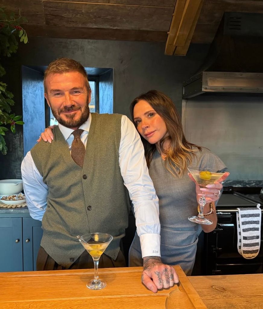 Victoria y David Beckham en Navidad. 