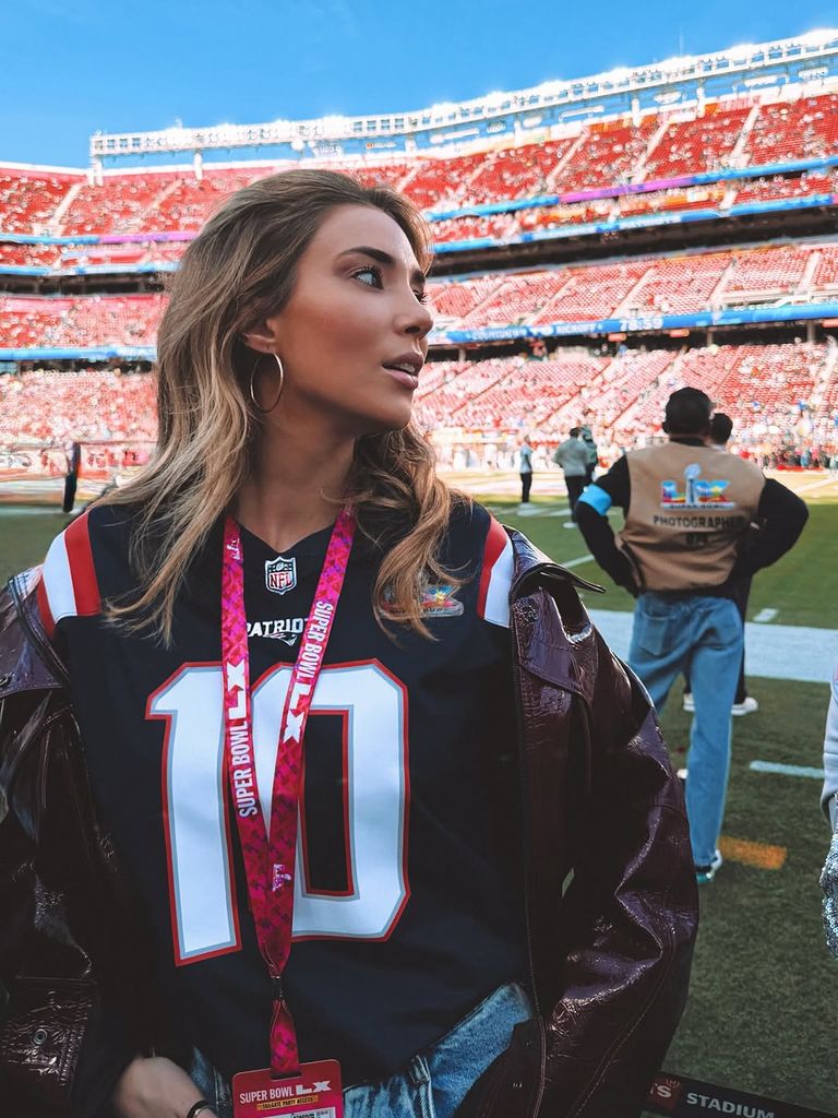 Alice Campello en la Super Bowl LX, celebrada en Santa Clara, California, este domingo