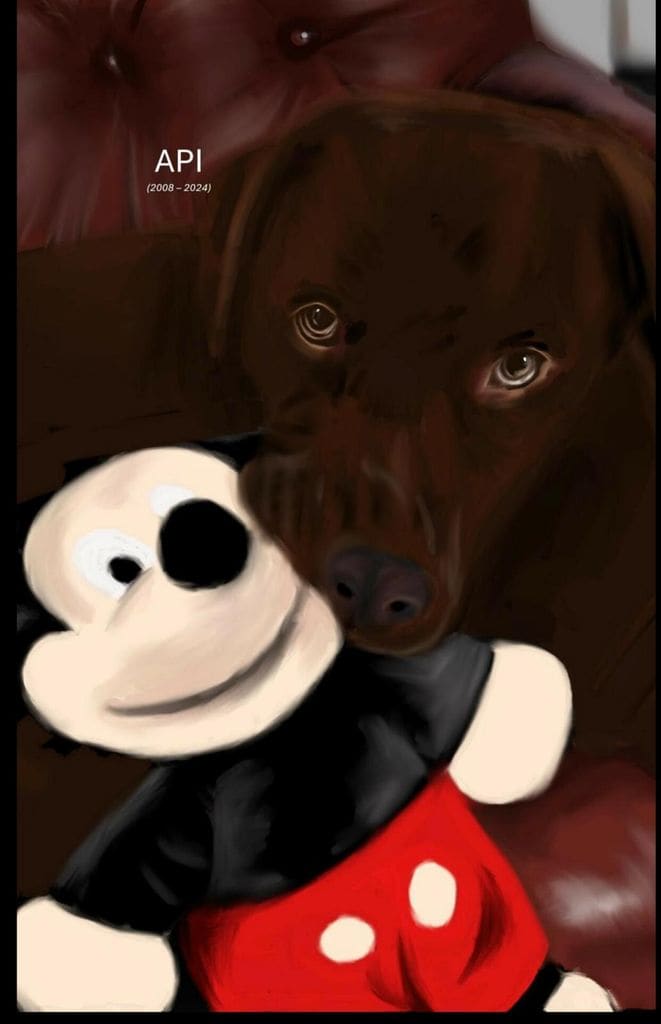 Luis Carvajal Hoyos con su perro Api