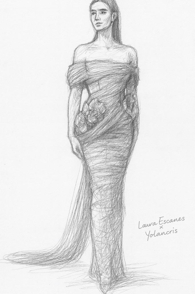Boceto del vestido de Yolancris para Laura Escanes 
