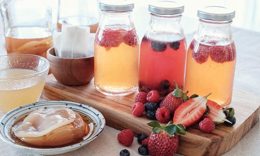 
Las frutas combinadas con el té negro o verde, le dan un sabor exótico a la Kombucha
