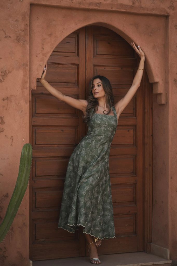 Vestidos de invitada para testigos de boda verde con estampado