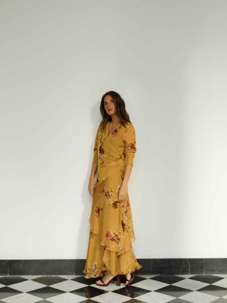 Lourdes Montes vestida de Bimani con su colección para la Feria de Abril.