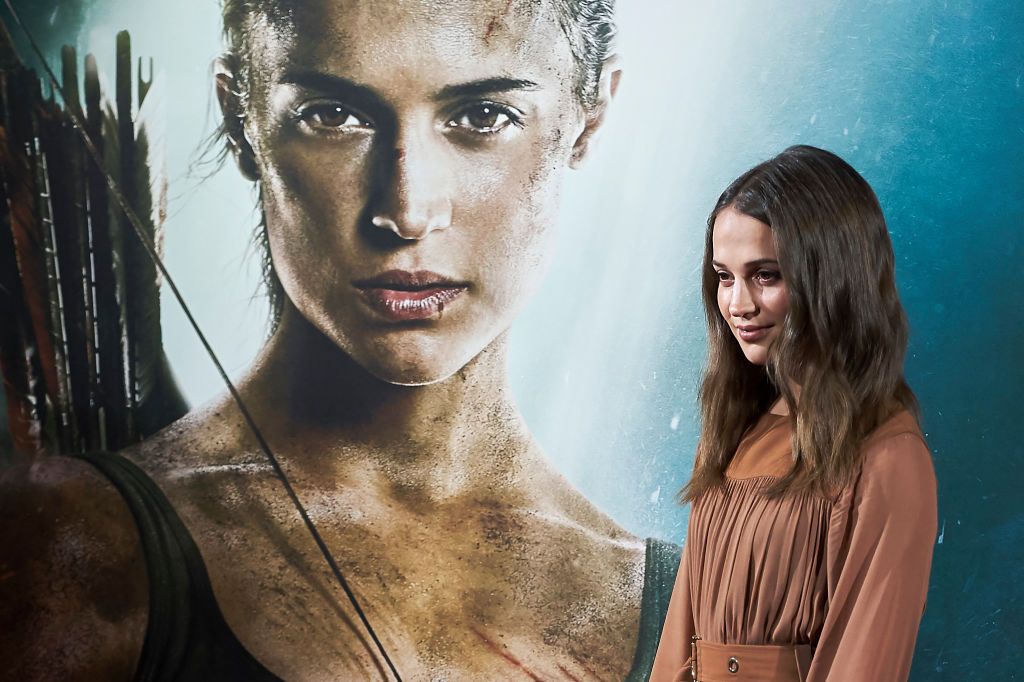 Alicia Vikander en la presentación madrileña de 'Tomb Raider' en febrero de 2018