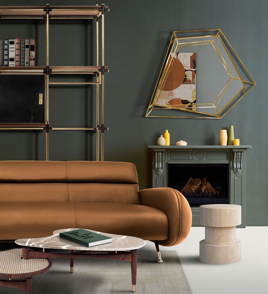 Salón con pared verde