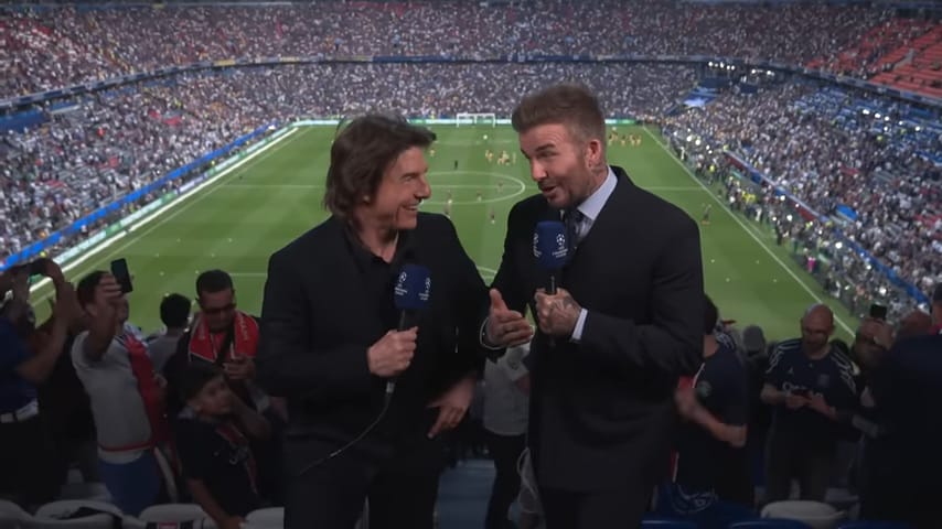 Tom Cruise y David Backham en la Champions League