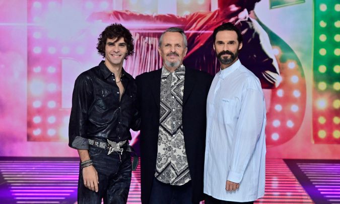 José Pastor, Miguel Bosé e Iván Sancher en la presentación de Bosé