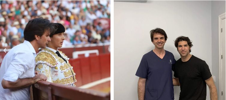 Andrés Roca Rey y Cayetano Rivera, entre los pacientes de la clínica 