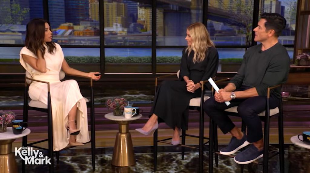 Eva Longoria, durante su entrevista en el programa de televisión estadounidense Live with Kelly and Mark.