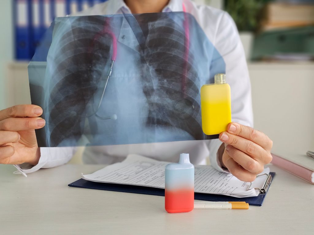 Daños del vapeador sobre los pulmones en una radiografía 
