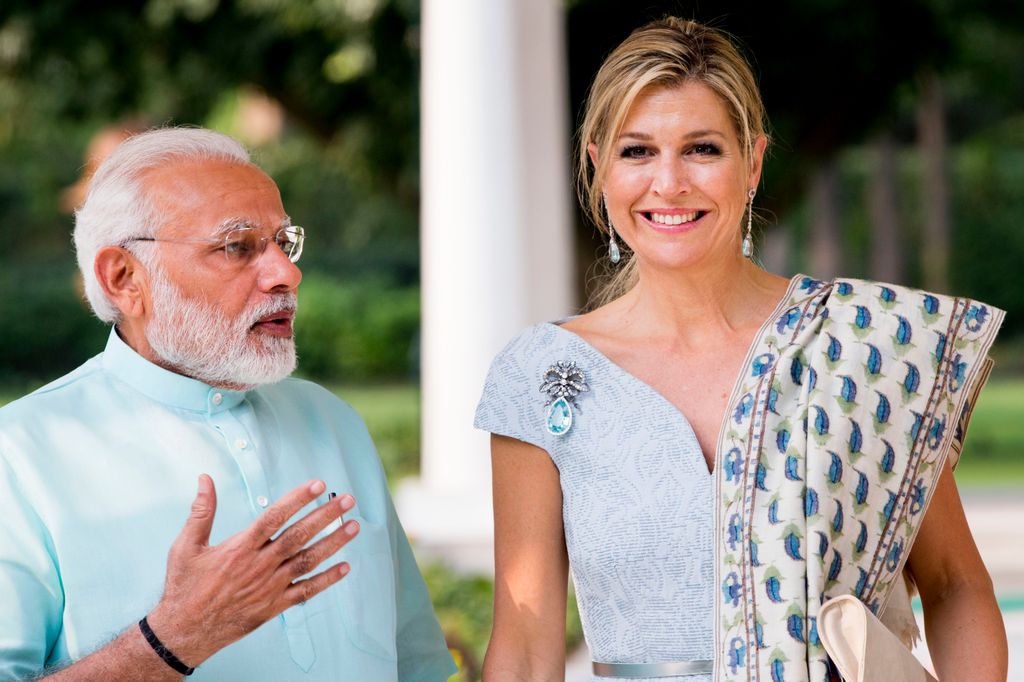 La reina Máxima con el primer ministro de la India, Modi en 2018