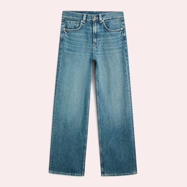 Jeans wide leg tiro alto