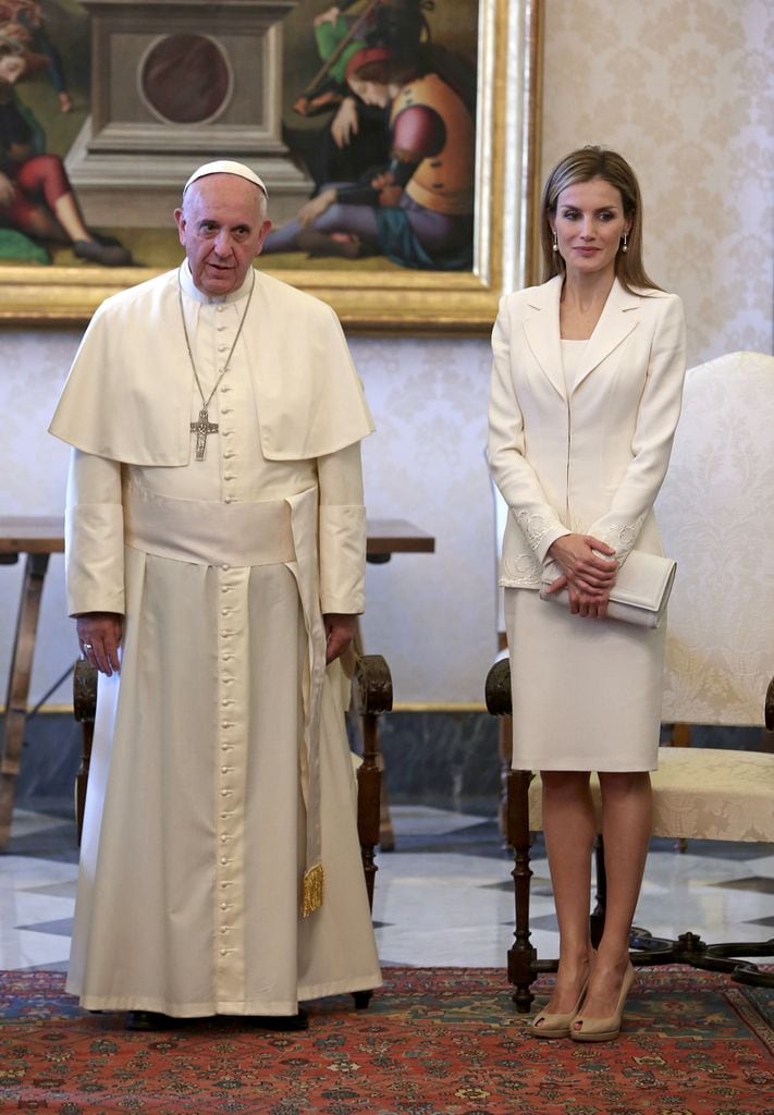 La reina Letizia, en audiencia con el papa Francisco el 30 de junio de 2014.