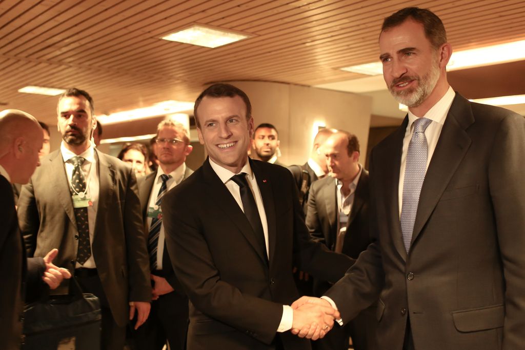 El monarca español y el presidente francés, el 24 de enero de 2018 en Davos