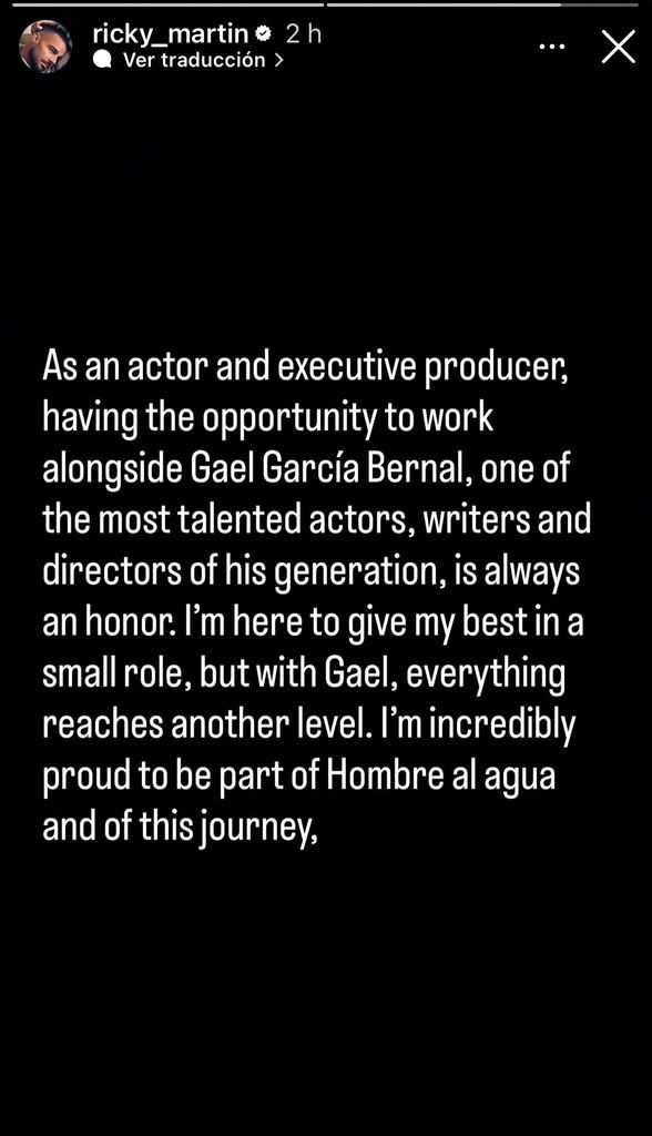 Ricky Martin compartió este mensaje de agradecimiento por trabajar junto a Gael García Bernal.