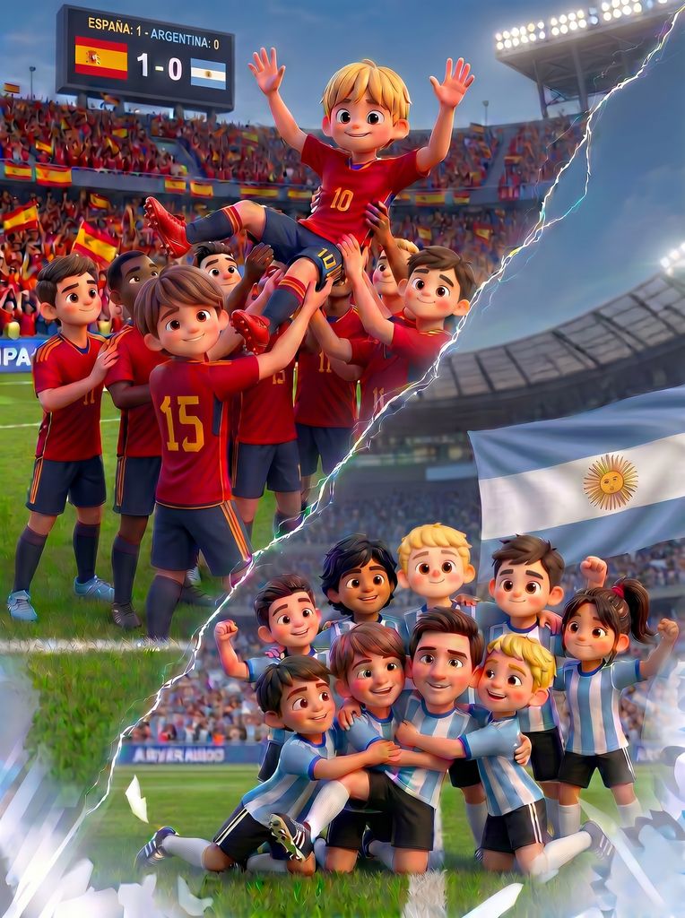 Interior del libro infantil 'Seleno y Ali contra el miedo al fracaso', de Javier Muñoz Jiménez, que refleja con precisión la seminifinal y la final del Mundial de fútbol