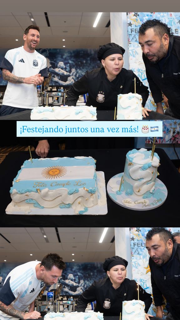 Lionel Messi celebró su cumpleaños junto a los chefs de la Selección, quienes también estaban de fiesta
