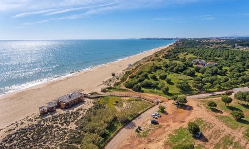 Vista aérea de las playas que rodean Vilamoura.