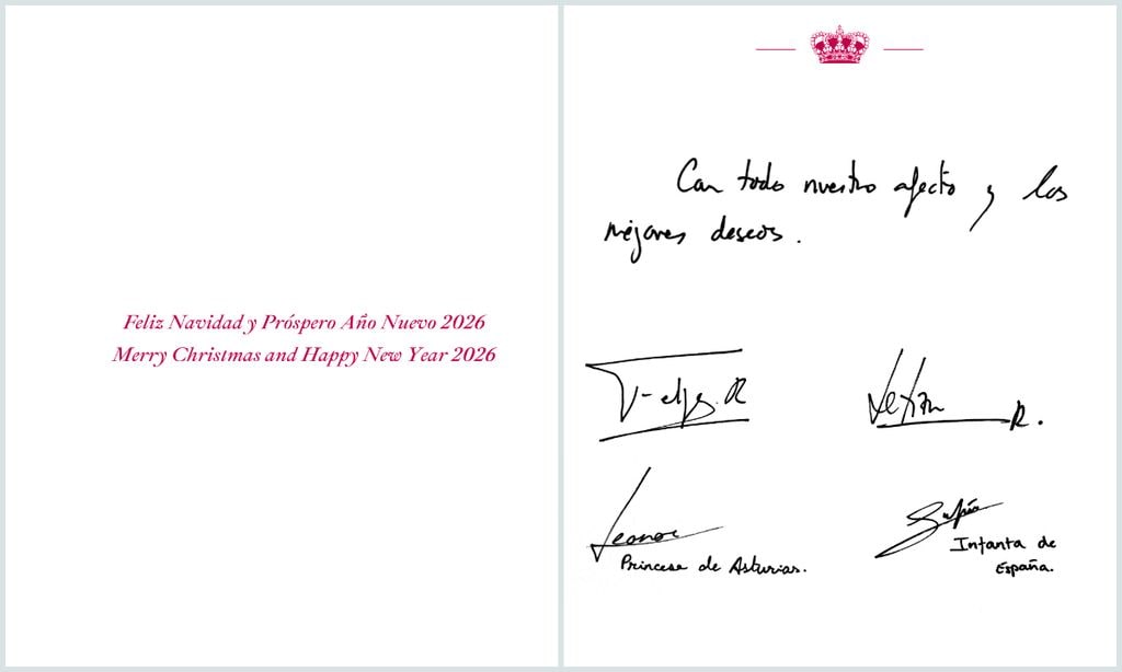 El reverso de la tarjeta de Navidad de los reyes de España.
