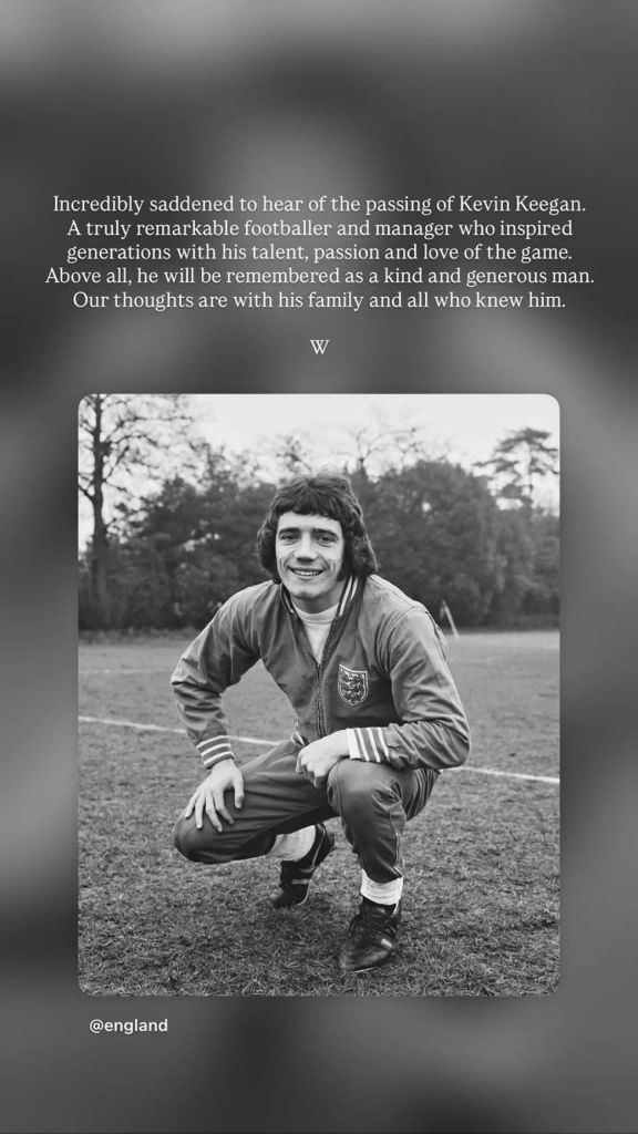 La emocionante despedida del príncipe Guillermo al exfutbolista y entrenador Kevin Keegan