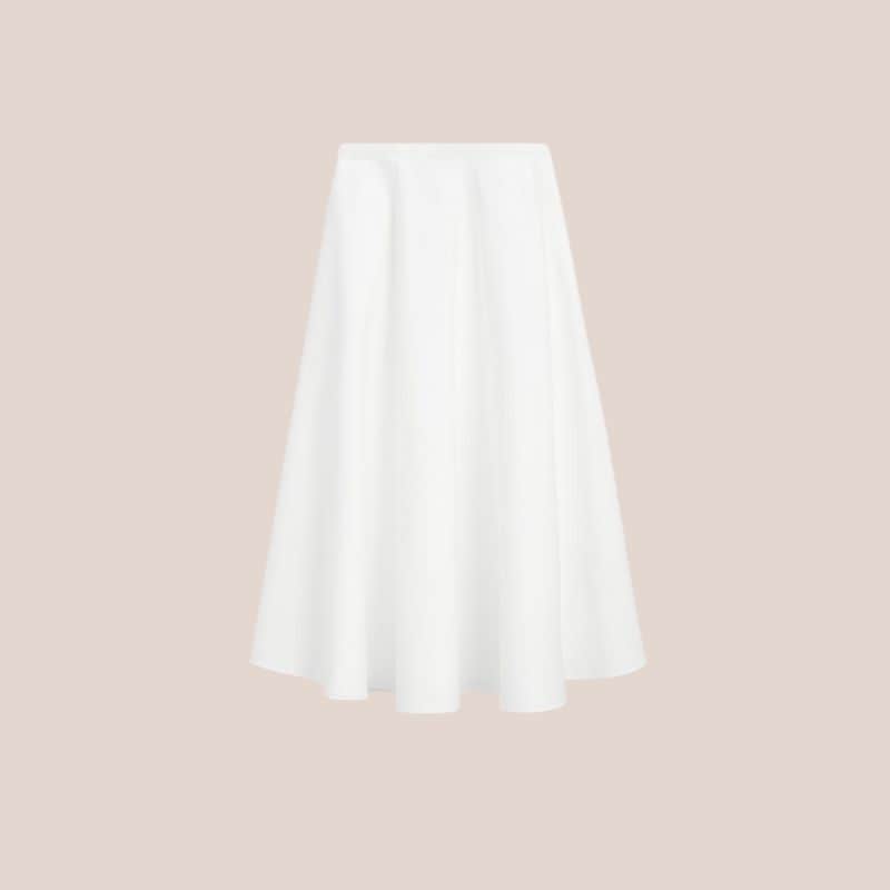 falda midi evase blanca