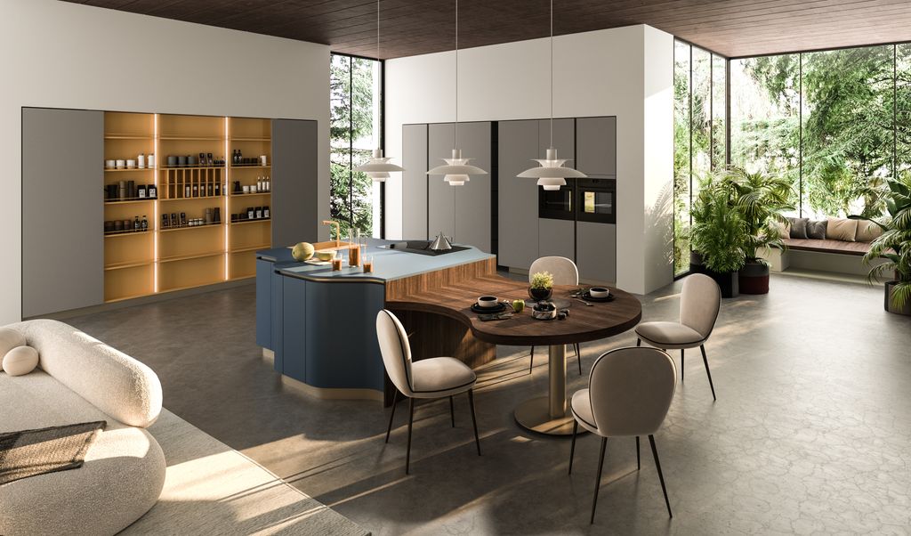 Cocina abierta al salón y al comedor