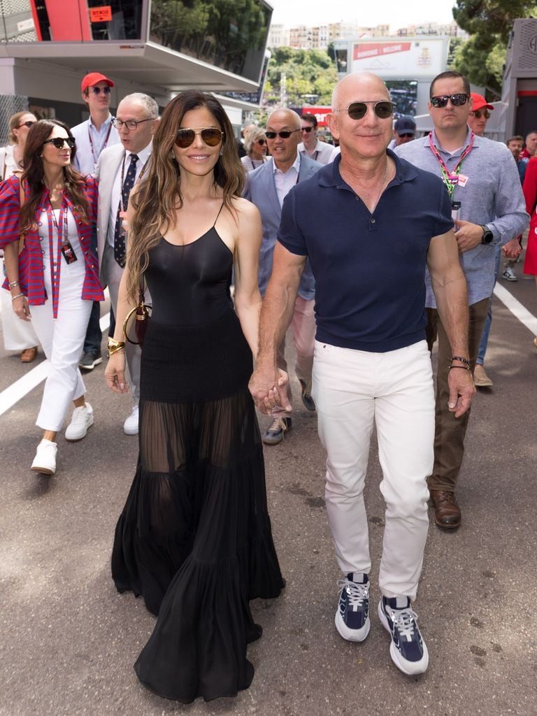 Lauren Sánchez y Jeff Bezos en el Grand Prix de Mónaco. 