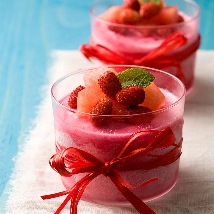 'Mousse' de sandía y fresa