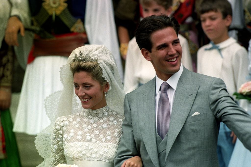 Marie-Chantal Miller en su boda con el príncipe Pablo de Grecia