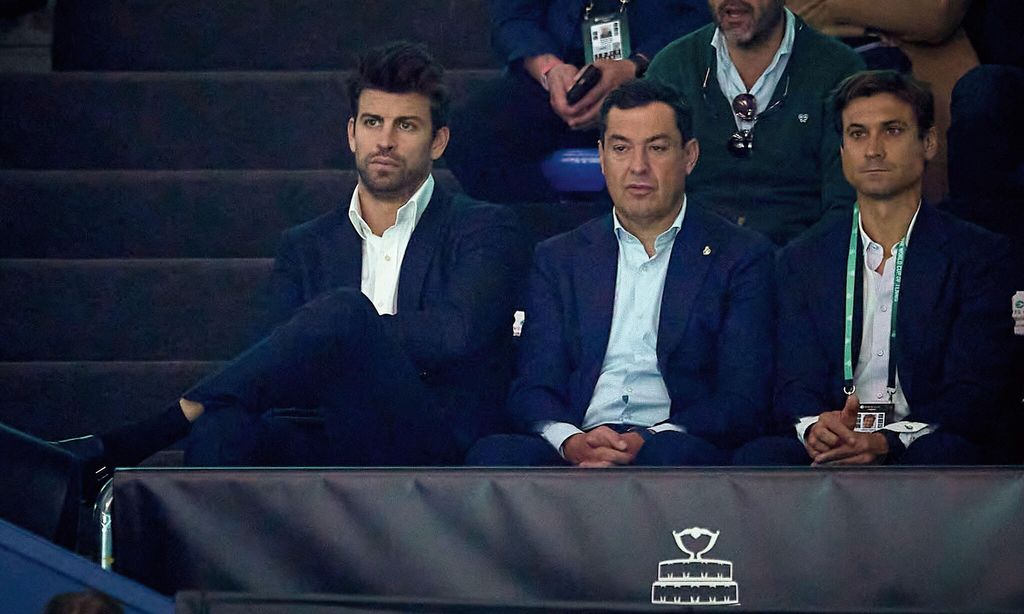 Gerard Piqué, Juan Manuel Moreno Bonilla y David Ferrer durante la Final de la Copa Davis