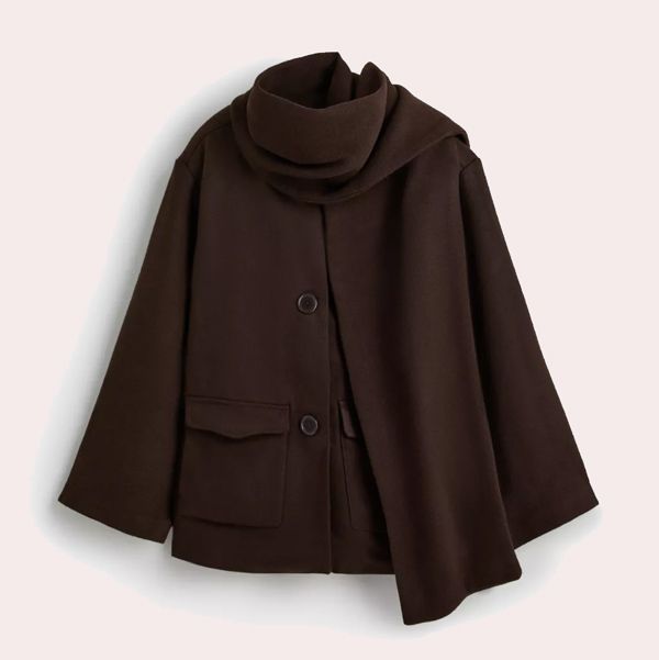 Abrigo paño bufanda extraíble