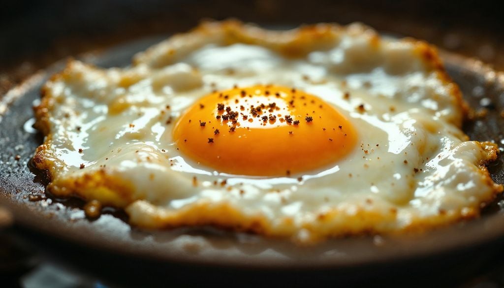 Los huevos con fritos con puntilla y ajo