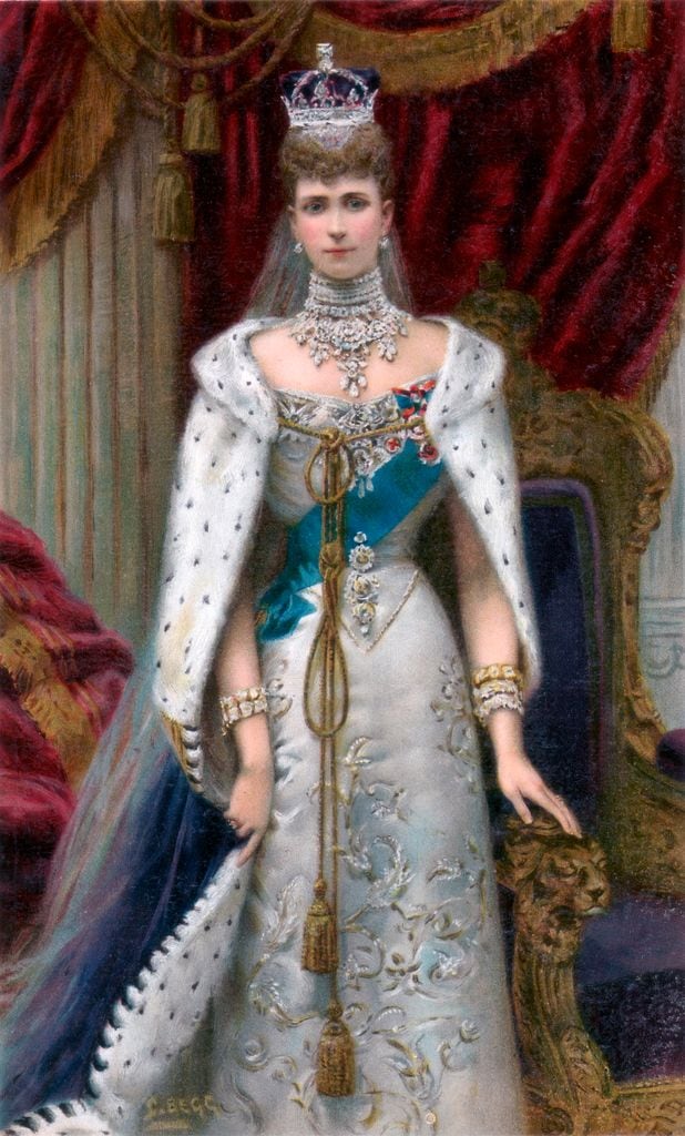 Retrato de la reina Alexandra de Reino Unido en el siglo XIX.