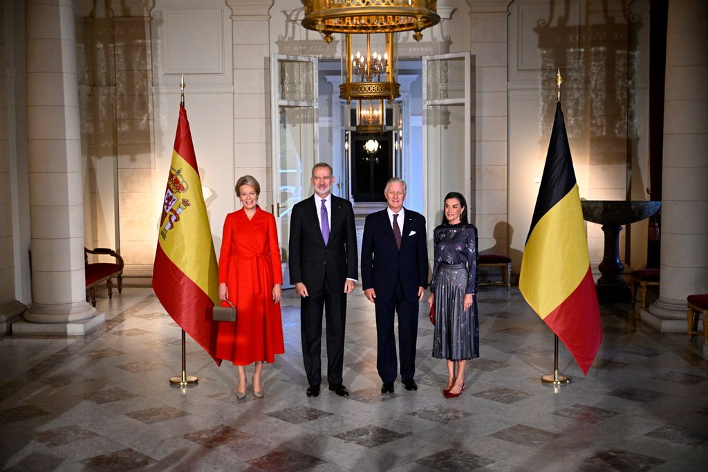 Los reyes Felipe y Letizia, recibidos por Felipe y Matilde de Bélgica en el Palacio Real de Bruselas