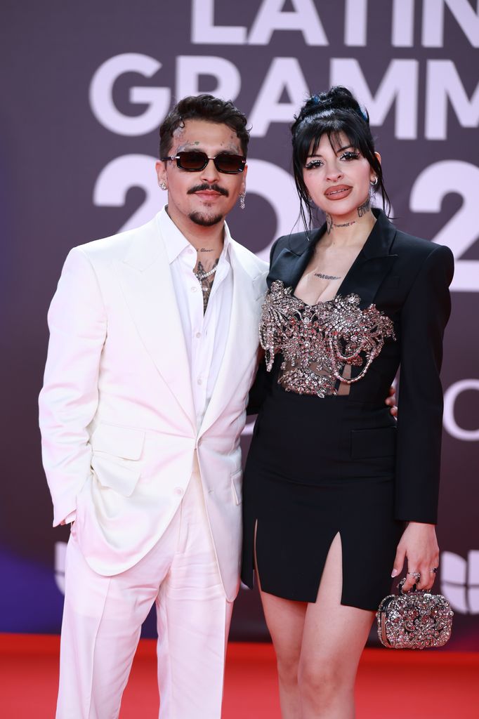 SEVILLE, SPAIN - NOVEMBER 16: (L-R) Christian Nodal and Cazzu attend the 24th Annual Latin GRAMMY Awards at FIBES Conference and Exhibition Centre on November 16, 2023 in Seville, Spain. (Photo by Patricia J. Garcinuno/WireImage)