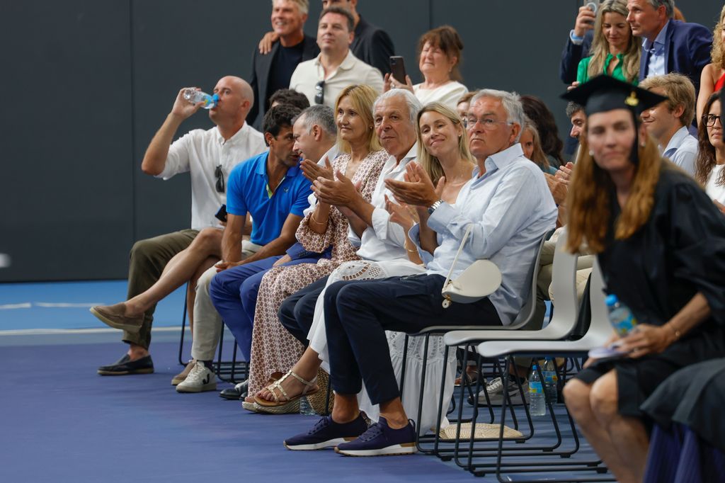 Los padres y la hermana de Rafa Nadal, durante el acto