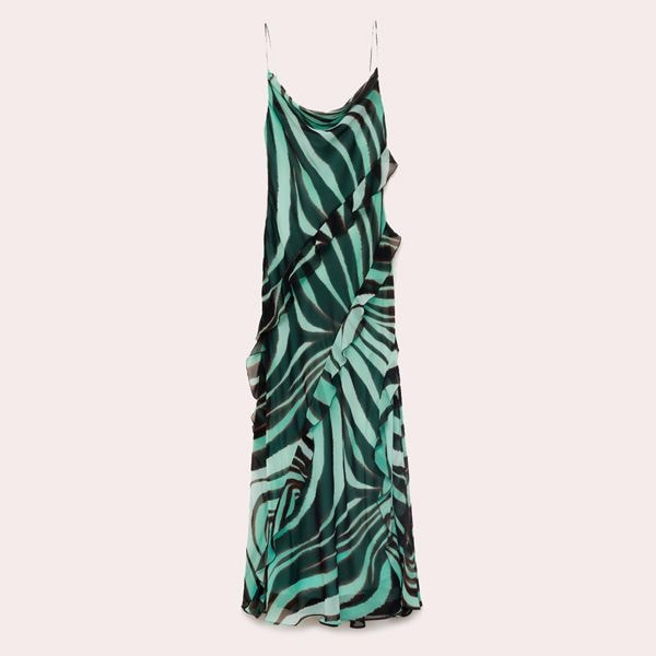 Vestido volantes estampado cebra