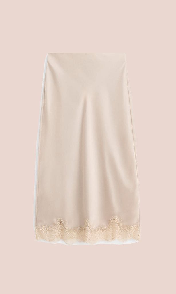 Falda satinada (15,99 euros)