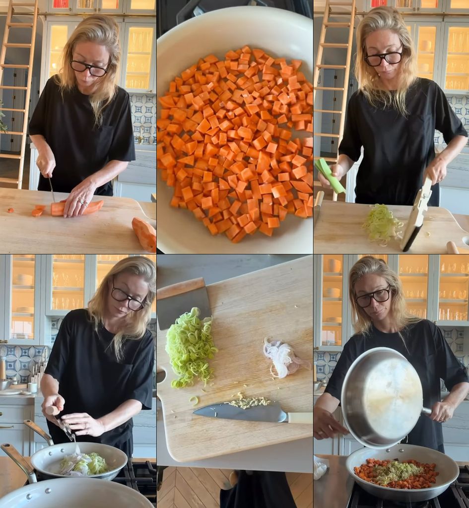 Gwyneth Paltrow, en distintos momentos de preparación de su receta. 