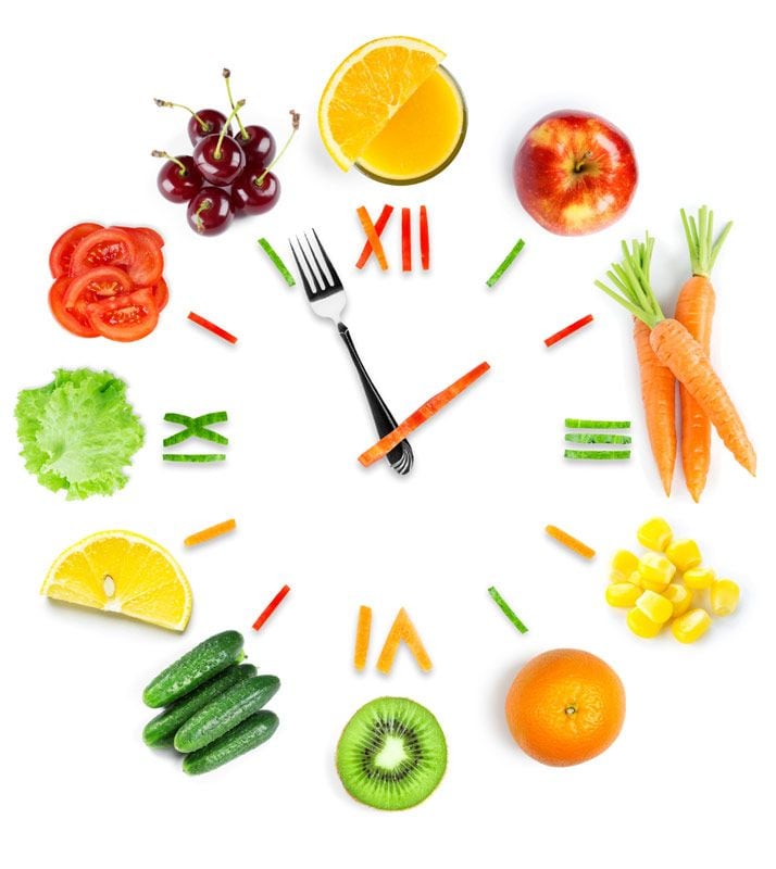 Reloj hecho con alimentos