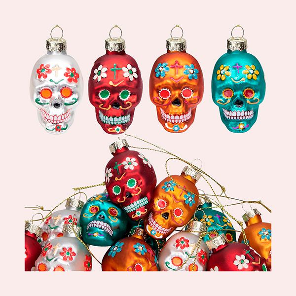 12 Adornos de Cristal del Día de los Muertos