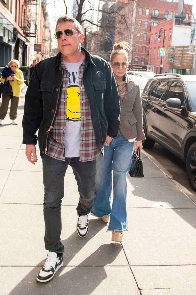 Ben Affleck and Jennifer Lopez are seen going to lunch on March 30, 2024 in New York, New York. (Photo by MEGA/GC Images)